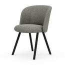 Mikado Side Chair, Eiche dunkel, Nubia, Crème / dunkelbraun, Gleiter für Teppichboden