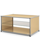 USM Haller Beistelltisch mit Seitenwänden, 75 cm, mit Glas-Zwischentablar, USM beige