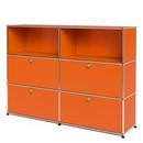 USM Haller Highboard L, individualisierbar, Reinorange RAL 2004, Offen, Mit 2 Klappen, Mit 2 Klappen