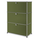 USM Haller Highboard M, individualisierbar, Olivgrün RAL 6003, Mit Klappe, Mit Klappe, Mit Klappe