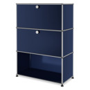 USM Haller Highboard M, individualisierbar, Stahlblau RAL 5011, Mit Klappe, Mit Klappe, Offen