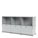 USM Haller Sideboard 50, individualisierbar, Lichtgrau RAL 7035, Offen, Mit 3 Klappen