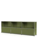 USM Haller Sideboard XL, individualisierbar, Olivgrün RAL 6003, Offen, Mit 3 Klappen