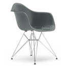 Eames Plastic Armchair RE DAR, Granitgrau, Ohne Polsterung, Ohne Polsterung, Standardhöhe - 43 cm, Verchromt