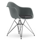 Eames Plastic Armchair RE DAR, Granitgrau, Mit Sitzpolster, Dunkelgrau, Standardhöhe - 43 cm, Beschichtet basic dark