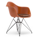 Eames Plastic Armchair RE DAR, Rostorange, Mit Sitzpolster, Cognac / elfenbein, Standardhöhe - 43 cm, Beschichtet basic dark