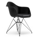 Eames Plastic Armchair RE DAR, Tiefschwarz, Mit Sitzpolster, Dunkelgrau, Standardhöhe - 43 cm, Beschichtet basic dark
