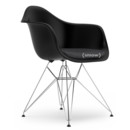 Eames Plastic Armchair RE DAR, Tiefschwarz, Mit Sitzpolster, Dunkelgrau, Standardhöhe - 43 cm, Verchromt