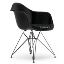 Eames Plastic Armchair RE DAR, Tiefschwarz, Mit Sitzpolster, Nero, Standardhöhe - 43 cm, Beschichtet basic dark