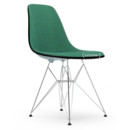 Eames Plastic Side Chair RE DSR, Eisgrau, Mit Vollpolsterung, Mint / forest, Standardhöhe - 43 cm, Verchromt