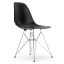 Eames Plastic Side Chair RE DSR, Tiefschwarz, Ohne Polsterung, Ohne Polsterung, Standardhöhe - 43 cm, Verchromt