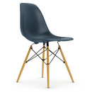 Eames Plastic Side Chair RE DSW, Meerblau, Ohne Polsterung, Ohne Polsterung, Standardhöhe - 43 cm, Ahorn gelblich