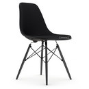 Eames Plastic Side Chair RE DSW, Tiefschwarz, Mit Vollpolsterung, Nero, Standardhöhe - 43 cm, Ahorn schwarz