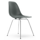 Eames Plastic Side Chair RE DSX, Granitgrau, Ohne Polsterung, Ohne Polsterung, Standardhöhe - 43 cm, Verchromt