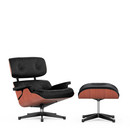 Lounge Chair & Ottoman, Kirschbaum, Leder Premium F nero, 89 cm, Aluminium poliert, Seiten schwarz