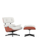 Lounge Chair & Ottoman, Kirschbaum, Leder Premium F snow, 89 cm, Aluminium poliert, Seiten schwarz