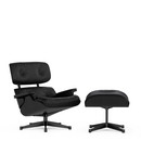 Lounge Chair & Ottoman, Esche schwarz lackiert, Leder Premium F nero, 89 cm, Schwarz pulverbeschichtet