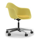 Eames Plastic Armchair RE PACC, Citron, Mit Sitzpolster, Yellow / elfenbein