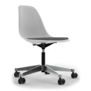 Eames Plastic Side Chair RE PSCC, Cotton white, Mit Sitzpolster, Nero / elfenbein