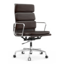 Soft Pad Chair EA 219, Verchromt, Leder Standard kastanie, Plano braun, Hart für Teppichboden