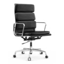 Soft Pad Chair EA 219, Verchromt, Leder Standard nero, Plano nero, Hart für Teppichboden