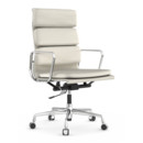 Soft Pad Chair EA 219, Verchromt, Leder Premium F snow, Plano weiß, Hart für Teppichboden