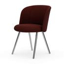 Mikado Side Chair, Aluminium poliert, Dumet, Dunkelrot melange, Gleiter für Teppichboden