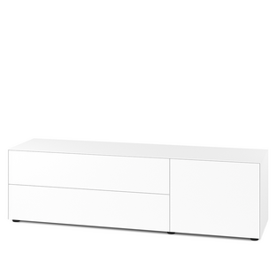 Nex Pur Box 2.0 mit Schubkästen und Türen  48 cm|H 50 cm x B 180 cm (mit Tür und zwei Schubkästen)|Weiß